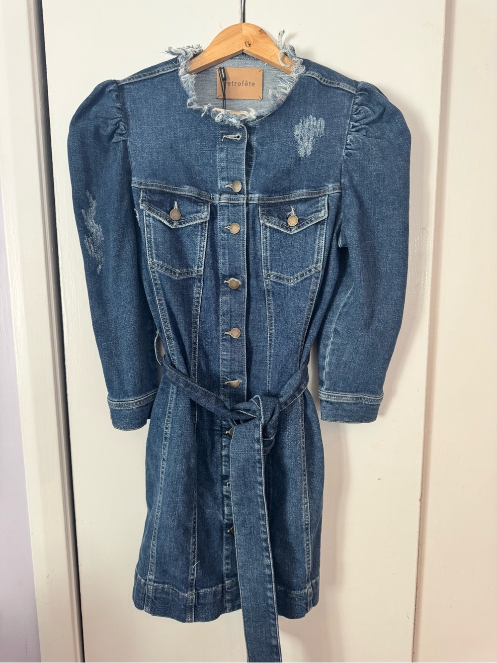 Retrofete Denim Mini Dress in Dark Blue